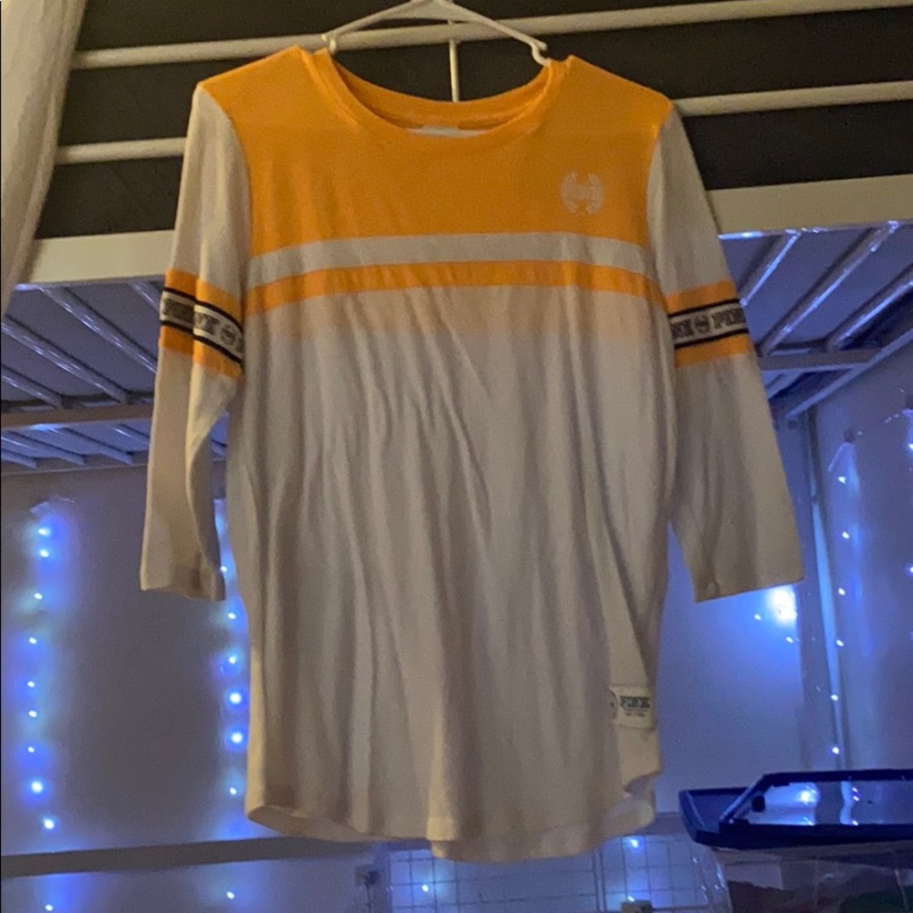 Orange and white half sleeve shirt